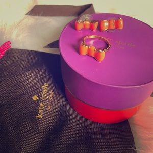 Kate Spade bow ring and earrings set